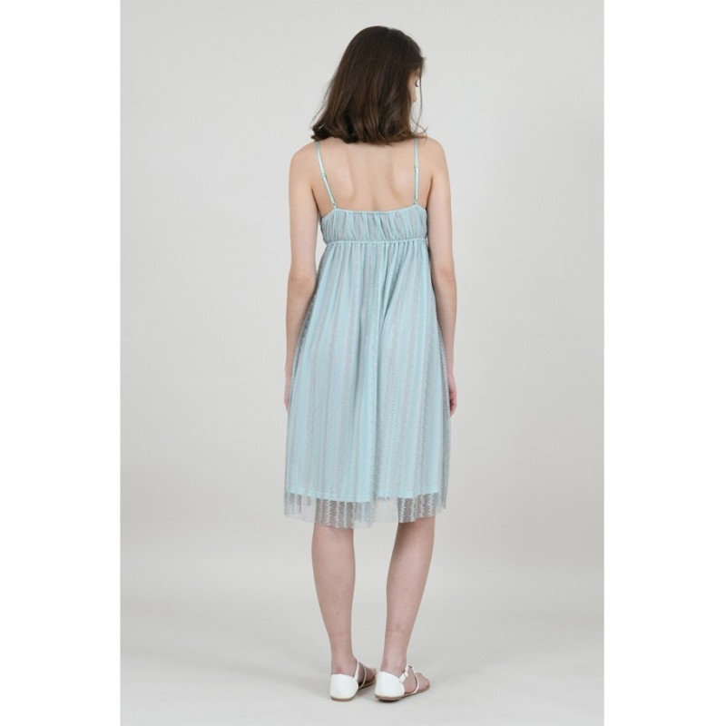 VESTIDO DE TIRANTES, EN TELA VAPOROSA