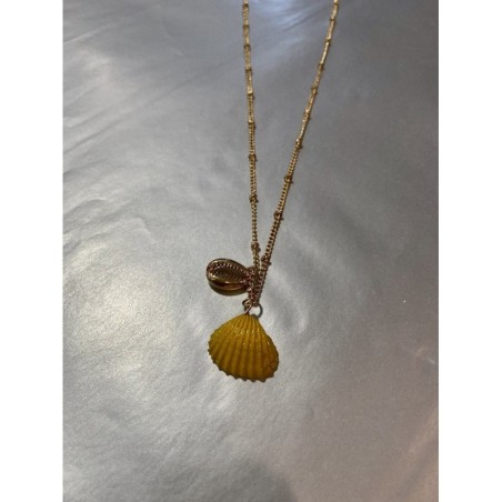 collar concha amarilla con perla