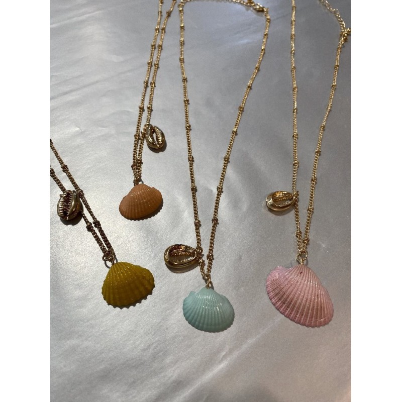 collar concha amarilla con perla