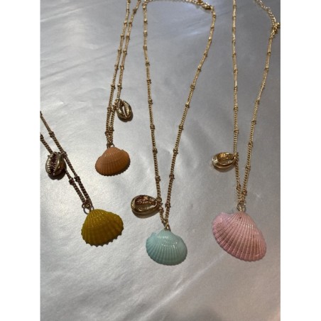 collar concha amarilla con perla