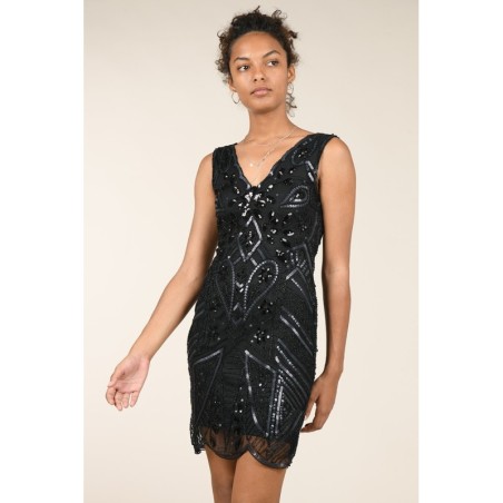 VESTIDO SIN MANGA CON  LENTEJUELAS