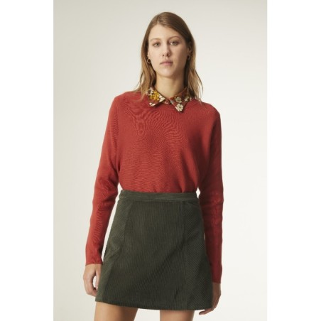 FALDA CORTA EVASÉ  EN PANA VERDE