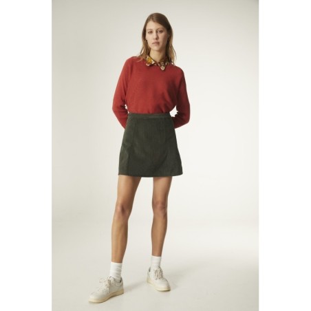 FALDA CORTA EVASÉ  EN PANA VERDE