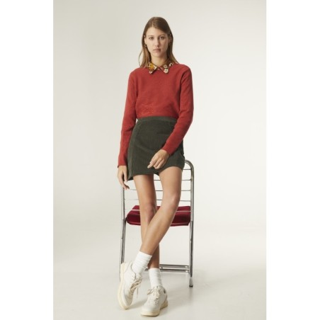 FALDA CORTA EVASÉ  EN PANA VERDE