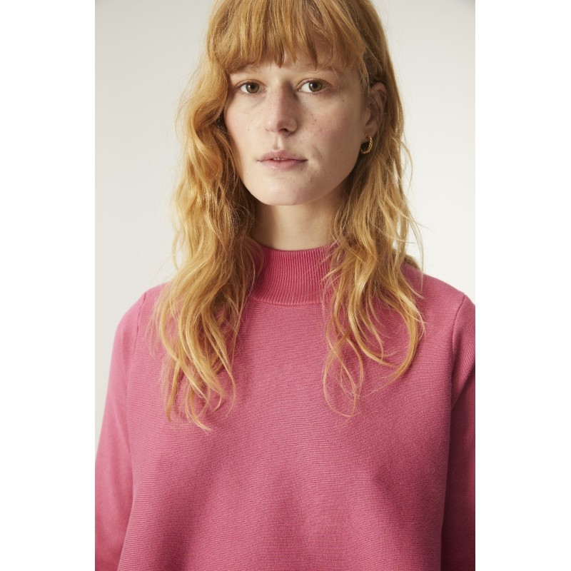 JERSEY EVASÉ DE PUNTO CON CUELLO ALTO Y M/L,ROSA