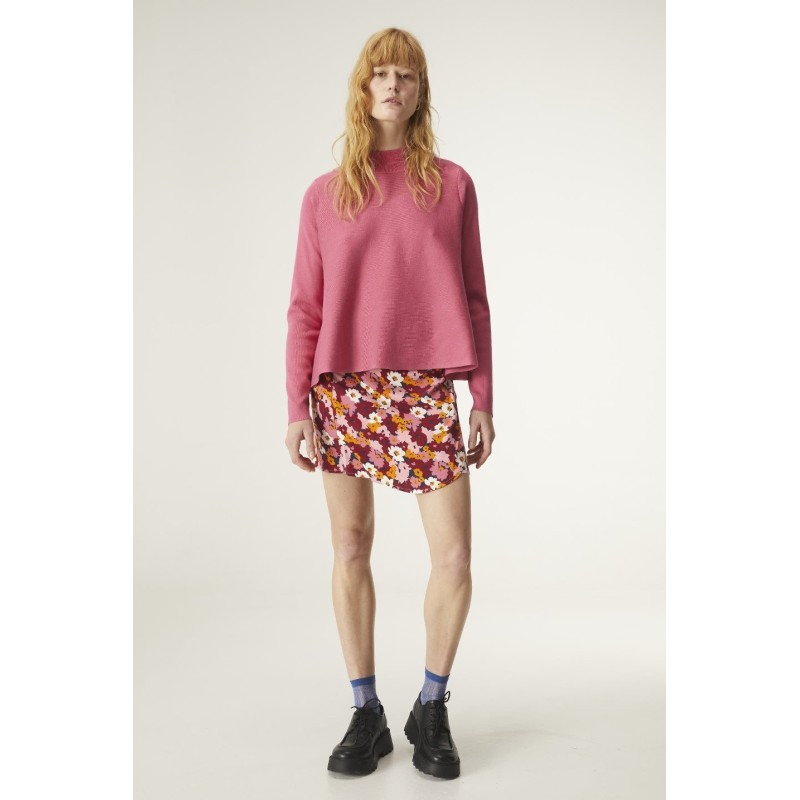 JERSEY EVASÉ DE PUNTO CON CUELLO ALTO Y M/L,ROSA