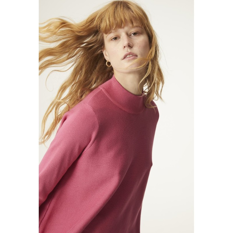 JERSEY EVASÉ DE PUNTO CON CUELLO ALTO Y M/L,ROSA