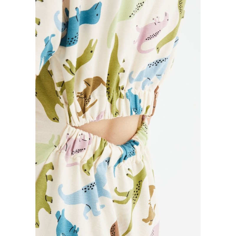 VESTIDO CORTO ESTAMPADO DE ANIMAL PRINT, JURASICO.