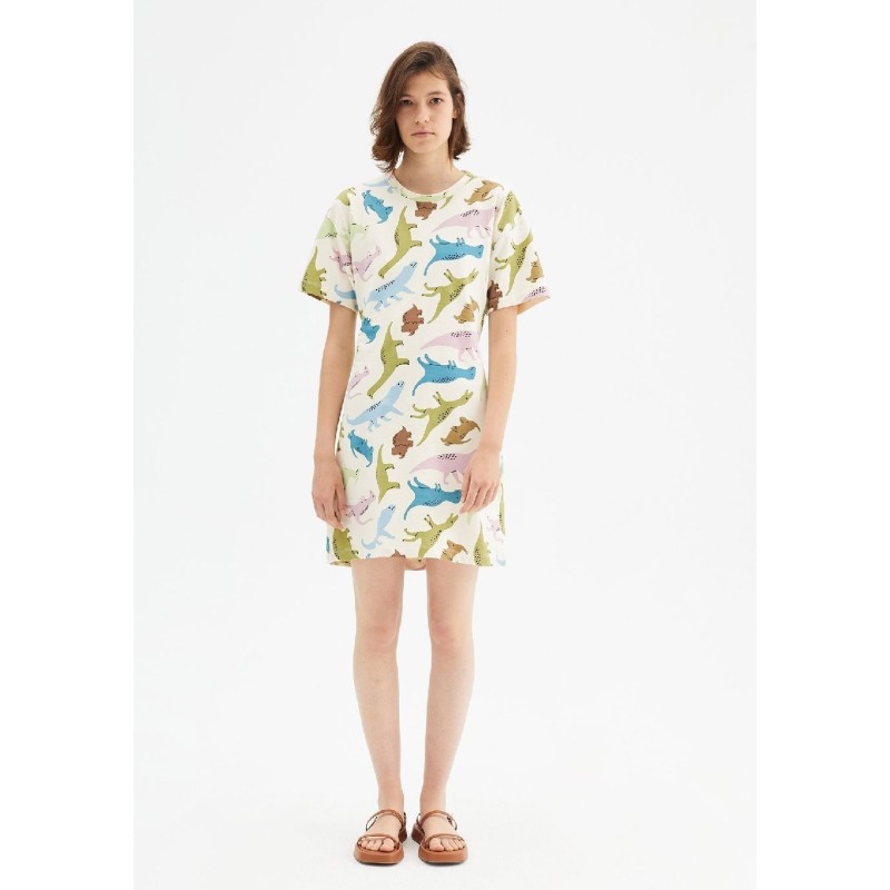 VESTIDO CORTO ESTAMPADO DE ANIMAL PRINT, JURASICO.