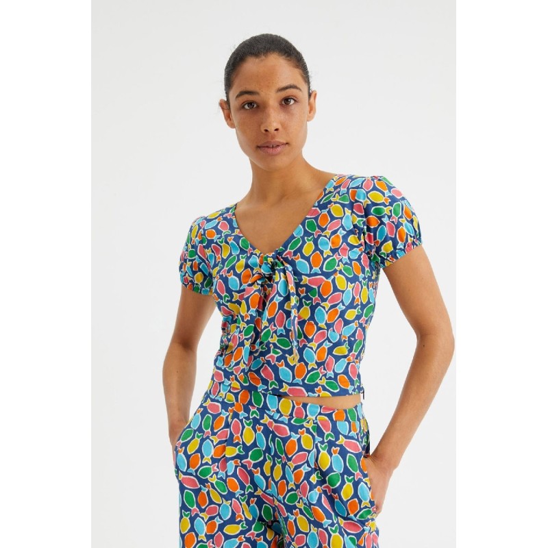 TOP CORTO CON NUDO Y ANIMAL PRINT