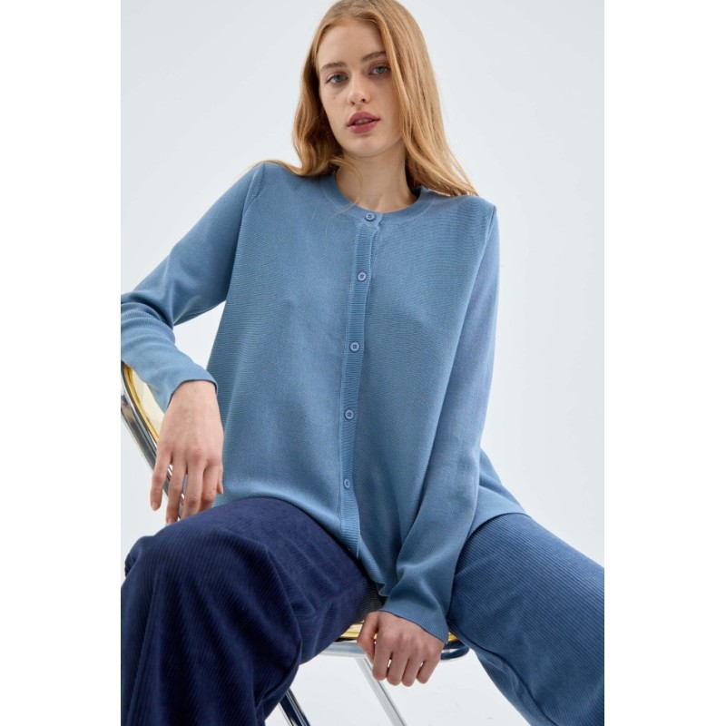 CHAQUETA DE PUNTO FINO EVASÉ,GRIS.
