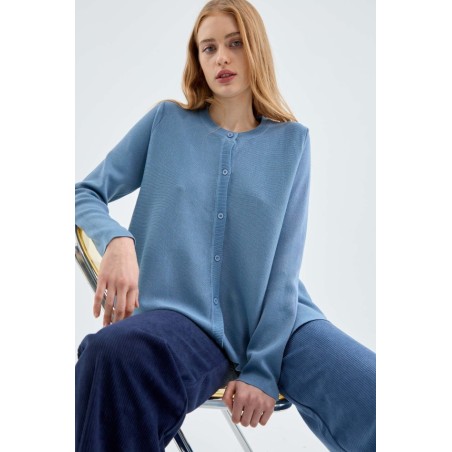 CHAQUETA DE PUNTO FINO EVASÉ,GRIS.