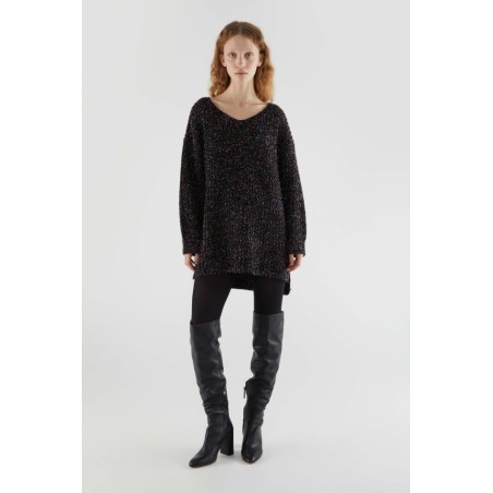 VESTIDO CORTO DE PUNTO BRILLANTE,MULTICOLOR.