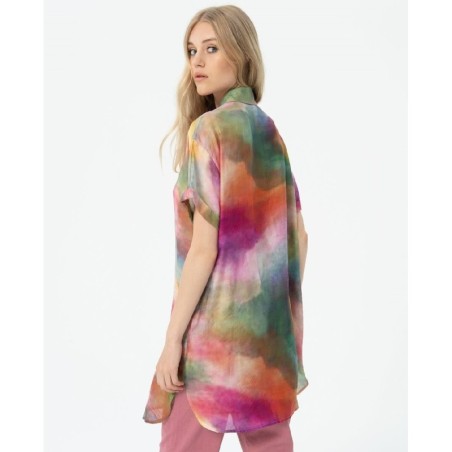 CAMISA LARGA ESTAMPADA,MANGA CORTA.