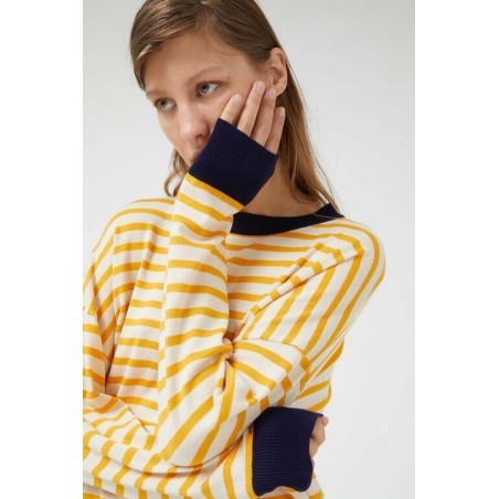 JERSEY OVERSIZE RAYAS AMARILLAS.