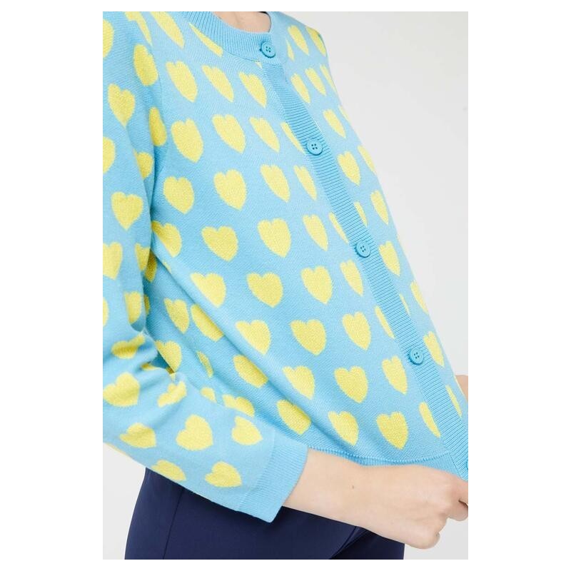 CHAQUETA ESTAMPADA CORAZONES AZUL.