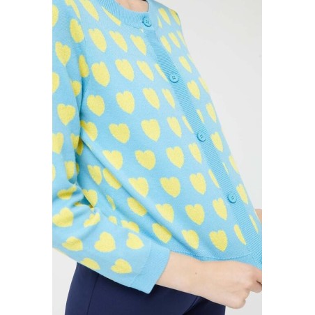 CHAQUETA ESTAMPADA CORAZONES AZUL.