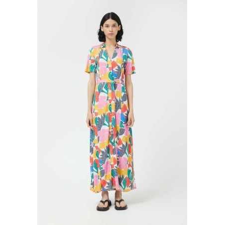 VESTIDO LARGO CAMISERO,CON ESTAMPADO FLORAL.