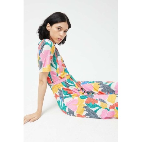 VESTIDO LARGO CAMISERO,CON ESTAMPADO FLORAL.