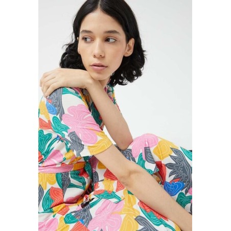 VESTIDO LARGO CAMISERO,CON ESTAMPADO FLORAL.