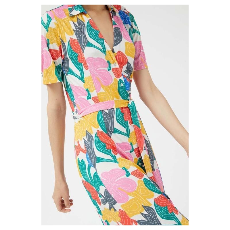 VESTIDO LARGO CAMISERO,CON ESTAMPADO FLORAL.