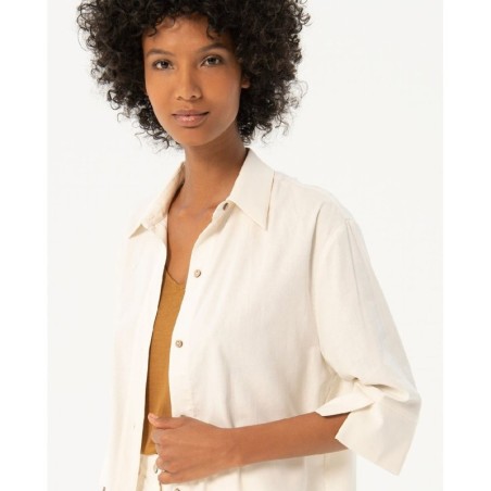 CAMISA LARGA EN VISCOSA-LINO.