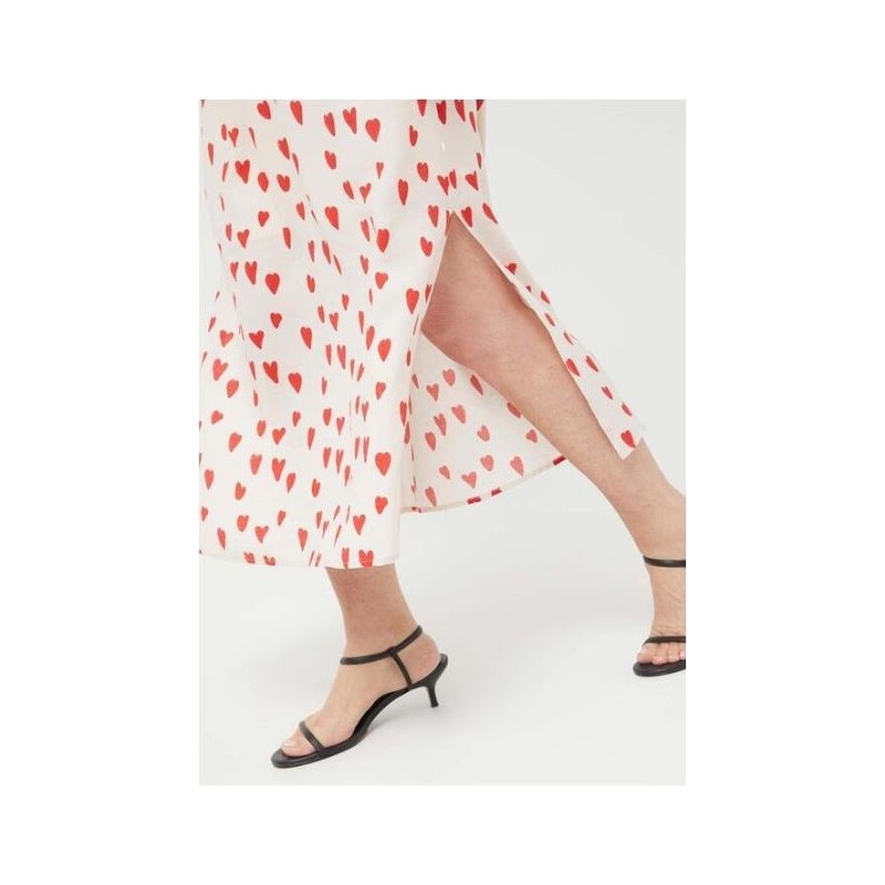 Vestido largo de manga corta con estampado de corazones