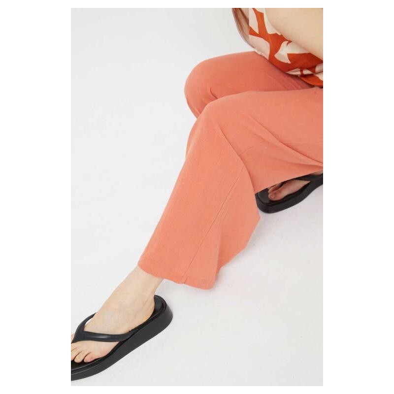 Pantalón recto naranja de tiro alto