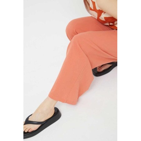 Pantalón recto naranja de tiro alto