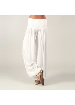 PANTALÓN BOMBACHO CON BOLSILLOS LATERALES,BLANCO. 2