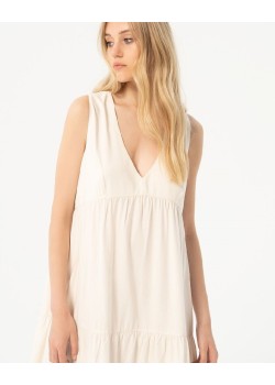 VESTIDO LARGO CON VOLANTES SIN MANGAS BLANCO. 2