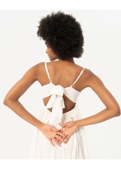 VESTIDO LARGO CON BORDADO Y CALADO LISO BLANCO. 2