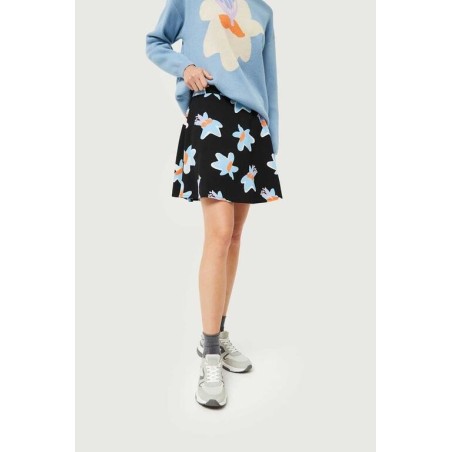 Falda corta estampado floral Caletea negro.