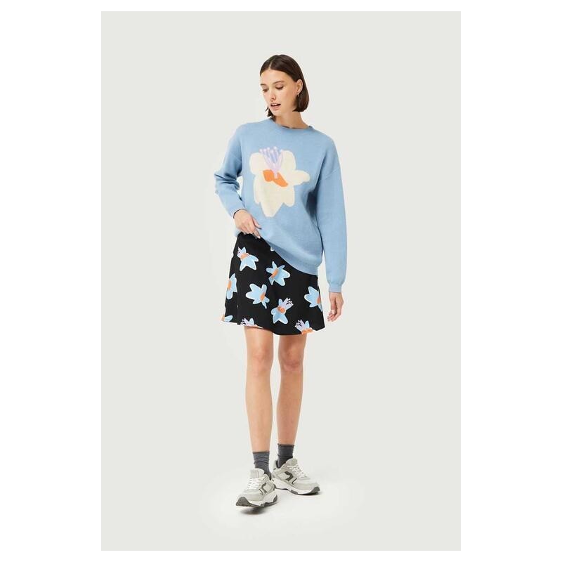 Falda corta estampado floral Caletea negro.