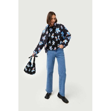 Top nido de abeja estampado floral Caletea.