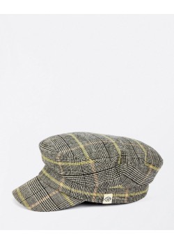 Gorra baker de paño estampada a cuadros.