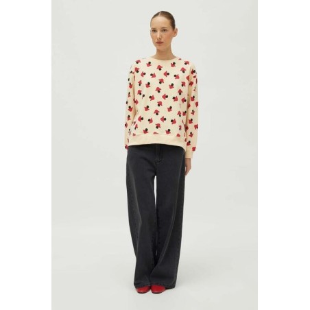 Sudadera estampado de setas beige.