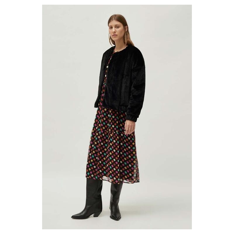 Vestido largo estampado de lunares multicolor.