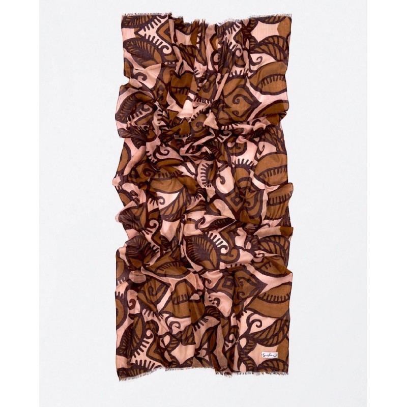 Pañuelo estampado hojas kaki