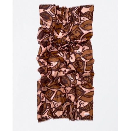 Pañuelo estampado hojas kaki