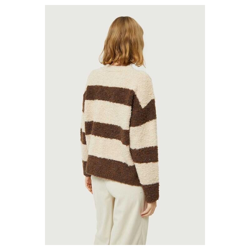 Jersey de punto mullido,rayas marrones.