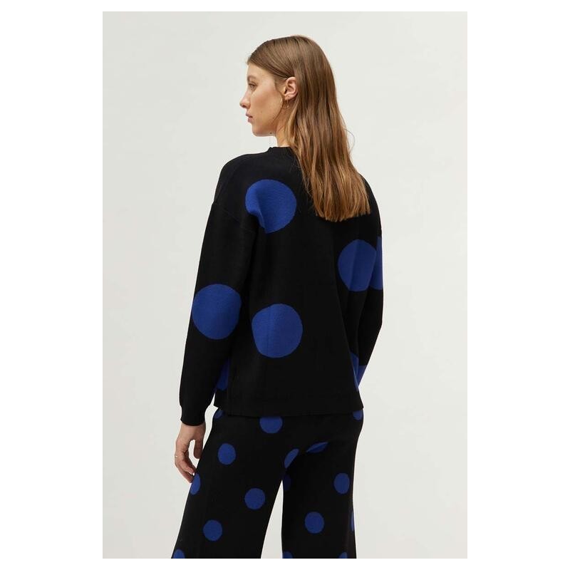 Jersey de punto jacquard estampado de lunares azules.