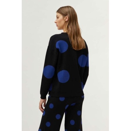 Jersey de punto jacquard estampado de lunares azules.