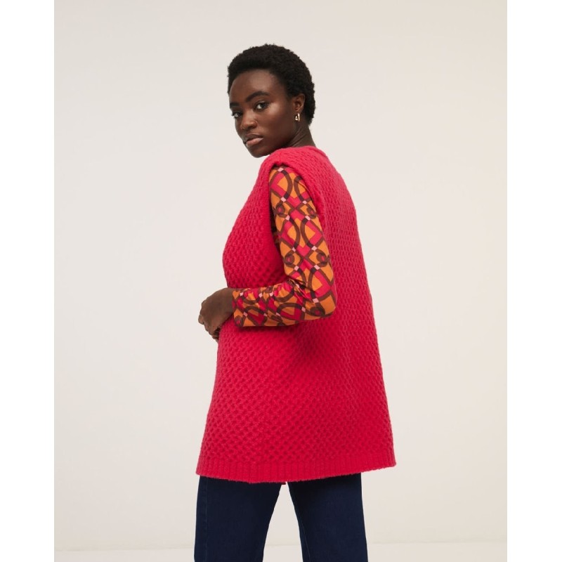 Chaleco de punto con estructura ochos.