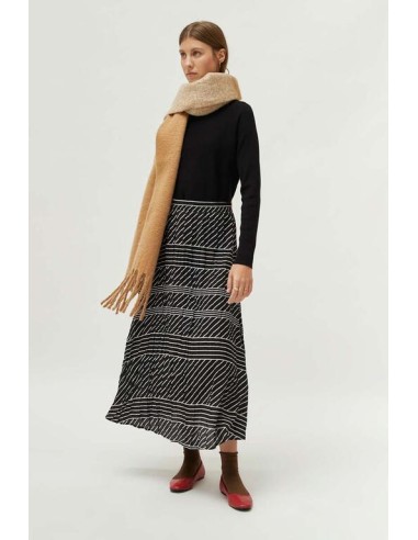 Jersey evasé cuello mock.