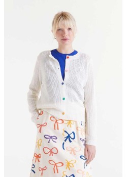 CHAQUETA DE PUNTO CON BOTONES DE COLORES.
