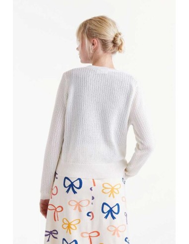 CHAQUETA DE PUNTO CON BOTONES DE COLORES.