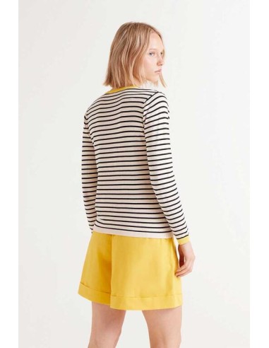 JERSEY DE PUNTO,CUELLO PICO DE RAYAS.