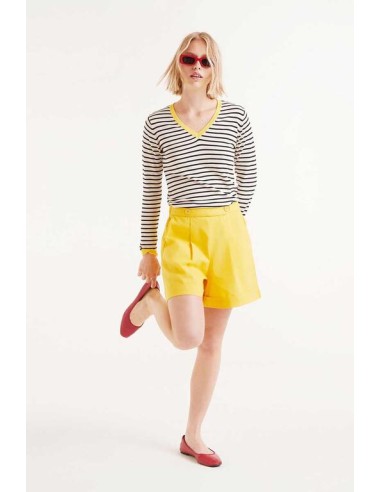 JERSEY DE PUNTO,CUELLO PICO DE RAYAS.