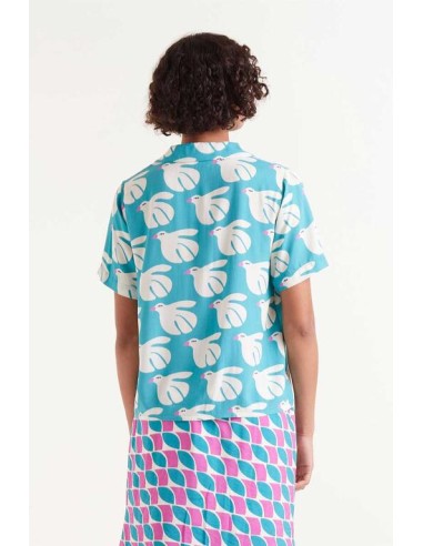 CAMISA RAYÓN,LENZING "ECOVERO"ESTAMPADO DOVE.